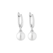 Cercei perle naturale albe de argint cu pietre si tortita DiAmanti SK21367EL-W-G